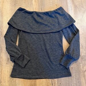Ann Taylor Heathered Grey Off the shoulder sweater XS